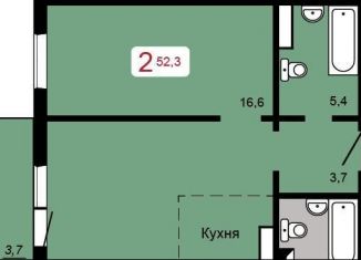 Продажа 2-ком. квартиры, 52.3 м2, Красноярский край