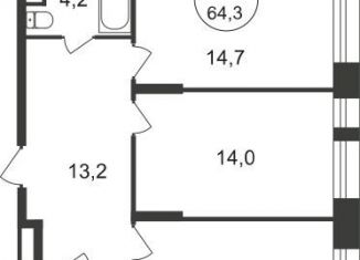 2-комнатная квартира на продажу, 64.3 м2, Московский, ЖК Первый Московский, 11-я фаза, к4