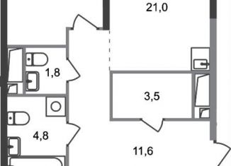 Продается 3-комнатная квартира, 89.1 м2, деревня Рассказовка, деревня Рассказовка, 2