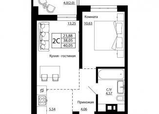 Продается 2-комнатная квартира, 39.6 м2, Ростов-на-Дону, улица Текучёва, 370/3