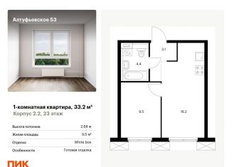 Продаю однокомнатную квартиру, 33.2 м2, Москва