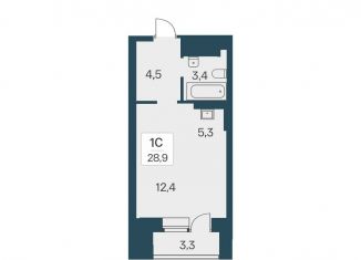 Продам квартиру студию, 28.9 м2, Новосибирск, ЖК Расцветай на Красном