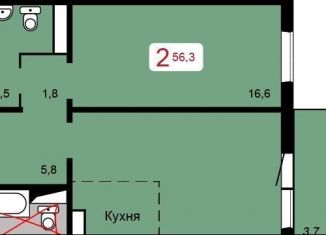 2-ком. квартира на продажу, 56.3 м2, Красноярск, Свердловский район