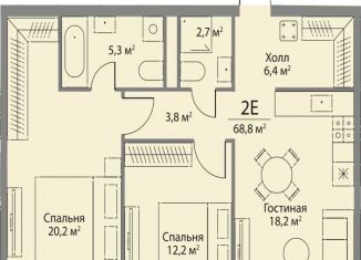 Продаю 2-ком. квартиру, 68.8 м2, Москва, ЗАО, улица Лобачевского, 124к3А