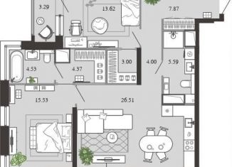 Продам 2-комнатную квартиру, 89.2 м2, Тула