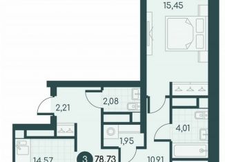 Продаю 3-ком. квартиру, 78.7 м2, Санкт-Петербург, посёлок Левашово, 5