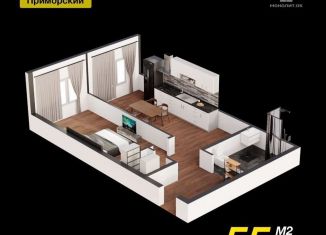 1-комнатная квартира на продажу, 55.1 м2, Махачкала, проспект Насрутдинова, 162, Ленинский внутригородской район