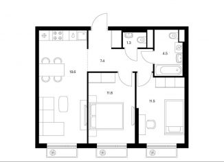 Продается двухкомнатная квартира, 56.1 м2, Санкт-Петербург, муниципальный округ Волковское