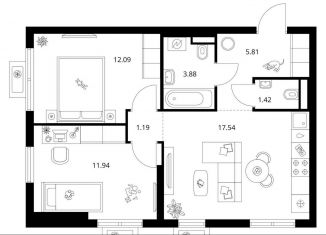 Продам двухкомнатную квартиру, 53.9 м2, деревня Новое Девяткино, ЖК Заречный Парк