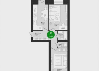 Продаю 2-ком. квартиру, 74.8 м2, Йошкар-Ола, микрорайон Гомзово