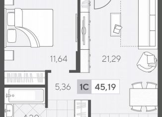 Продаю однокомнатную квартиру, 45.2 м2, Тюмень, Ленинский округ