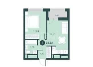 Продаю 1-ком. квартиру, 36.6 м2, Тюмень, улица Андрея Приказнова, 1