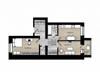 Продажа 2-комнатной квартиры, 58.2 м2, Ярославль, ЖК Новосёлки, улица Калинина, 34А