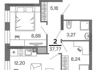 Продажа 2-ком. квартиры, 37.8 м2, Рязань