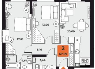 Продается 2-ком. квартира, 67.6 м2, Самара, метро Спортивная