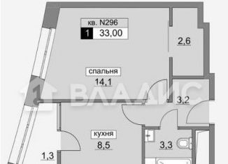 Однокомнатная квартира на продажу, 33 м2, поселение Московский, Родниковая улица, 30к3, ЖК Румянцево-Парк