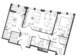 Продам 2-комнатную квартиру, 83.3 м2, Санкт-Петербург, Миргородская улица, 1, муниципальный округ Лиговка-Ямская