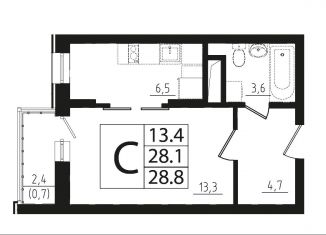 Квартира на продажу студия, 28.8 м2, Звенигород, 3-й микрорайон, к13