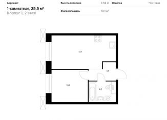 Продается однокомнатная квартира, 35.5 м2, Санкт-Петербург, жилой комплекс Аэронавт, 1
