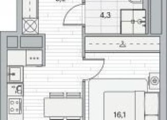 1-комнатная квартира на продажу, 41.2 м2, Москва, Береговой проезд, 3, ЖК Береговой