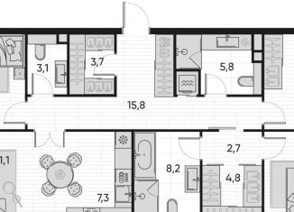 Продается 4-комнатная квартира, 119.3 м2, Москва, Полковая улица, 1с7, станция Савёловская