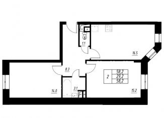 Продам 2-комнатную квартиру, 58.2 м2, Раменское