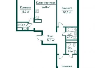 Продаю трехкомнатную квартиру, 102.1 м2, Самарская область