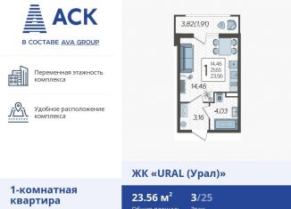 Продажа 1-комнатной квартиры, 23.6 м2, Краснодар, микрорайон КСК