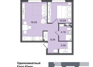 1-ком. квартира на продажу, 42.1 м2, Санкт-Петербург, метро Купчино