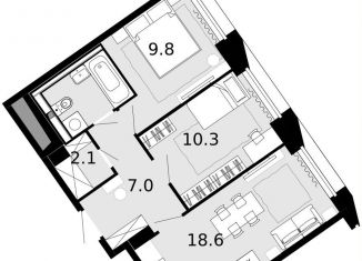 Продаю 2-ком. квартиру, 51.8 м2, посёлок Коммунарка