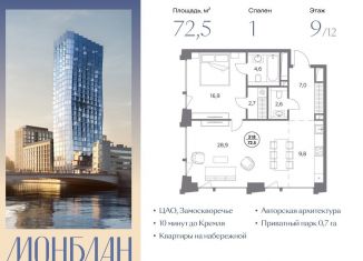 Продажа 1-ком. квартиры, 72.5 м2, Москва, Шлюзовая набережная, 2/1с1, метро Таганская