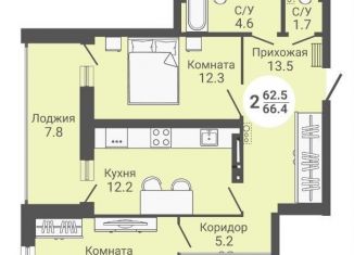 Продается двухкомнатная квартира, 66.4 м2, Новосибирск, улица Петухова, 168с2, Кировский район