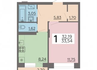 1-ком. квартира на продажу, 33.5 м2, Воронежская область, улица Независимости, 78