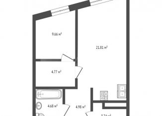 Продается 1-комнатная квартира, 49 м2, Тюмень, улица Ю.-Р.Г. Эрвье, 38, ЖК Европейский Берег