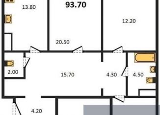 Продам 3-ком. квартиру, 93.7 м2, Воронеж, улица Артамонова, 34Ж, ЖК Волна-1