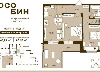 3-комнатная квартира на продажу, 80.6 м2, Брянск, Советский район