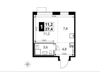 Квартира на продажу студия, 27.4 м2, Наро-Фоминский городской округ, Киевское шоссе, с1
