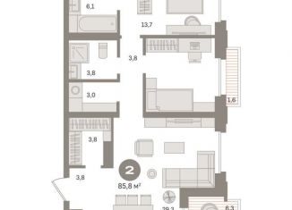 Продается 2-ком. квартира, 86.6 м2, Москва, метро Фонвизинская