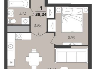 Продам 1-ком. квартиру, 39 м2, Рязань, Московский район, улица Александра Полина, 3