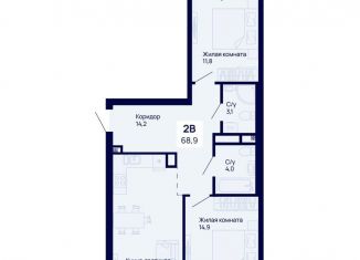 Продажа 2-комнатной квартиры, 68.9 м2, Екатеринбург, метро Динамо