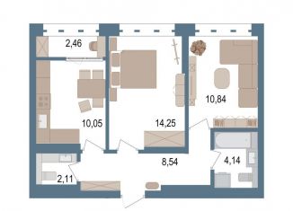 Продажа 2-ком. квартиры, 51.2 м2, Уфа, улица Пархоменко, 156Е, ЖК Видинеевский