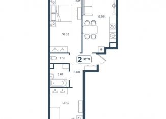 Продается двухкомнатная квартира, 57.7 м2, Тюмень, Центральный округ