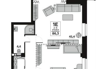 Продается 3-ком. квартира, 86.3 м2, Волгоград, улица 64-й Армии, 48/1, ЖК Лапшин Loft