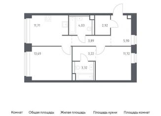 2-комнатная квартира на продажу, 60.4 м2, Москва, район Раменки, жилой комплекс Нова, к2