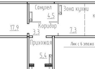 Двухкомнатная квартира на продажу, 51.3 м2, посёлок Элитный, улица Фламинго, 11