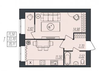 Продается 1-комнатная квартира, 35.1 м2, Волгоград, Тракторозаводский район, улица Атласова, 12