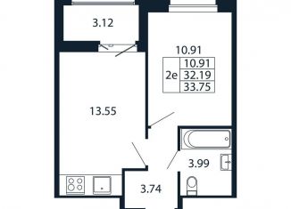 Продажа 2-ком. квартиры, 35.3 м2, городской посёлок Новоселье