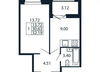 Продается 1-ком. квартира, 33.8 м2, Ленинградская область