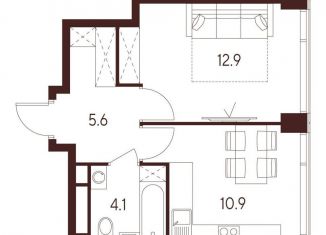 Продам однокомнатную квартиру, 33.5 м2, Москва