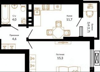 Продам однокомнатную квартиру, 37.8 м2, Краснодарский край, улица Даниила Смоляна, 65к1